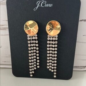 J. Crew crystal waterfall sparkle disc earrings.